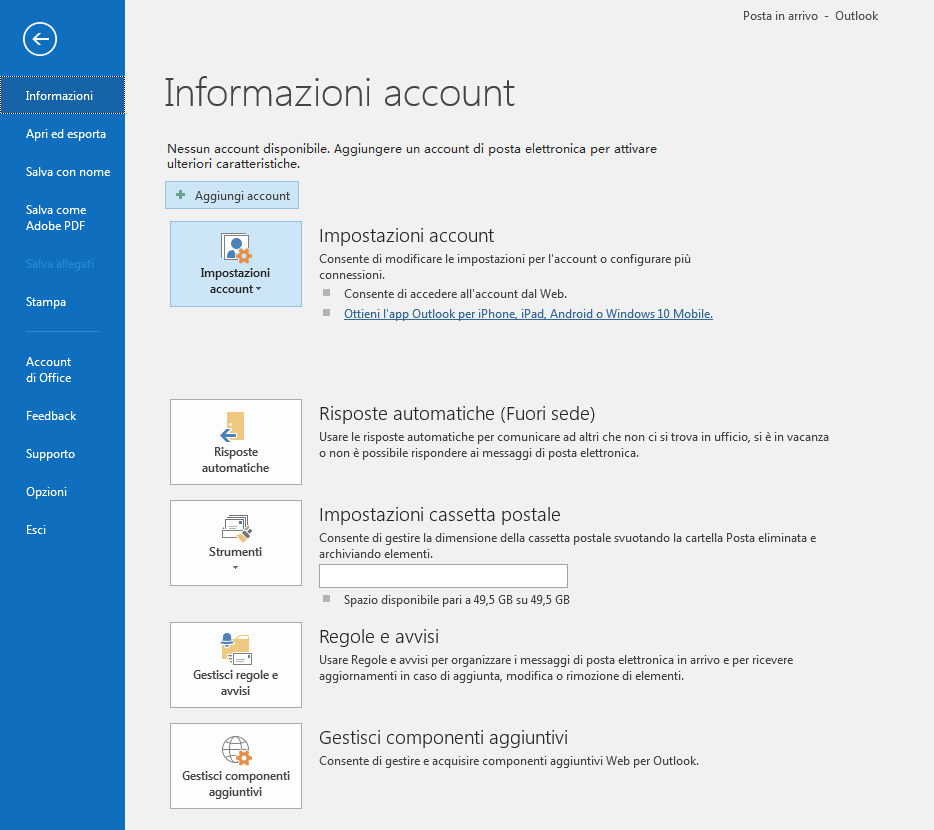 PEC Outlook configurazione 1